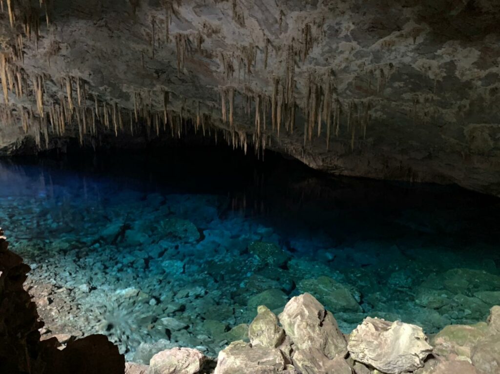 Durante visita ao atrativo turístico Gruta do Lago Azul, o prefeito de Bonito mostrou as belezas naturais do local ao Dep. Paulo Corrêa