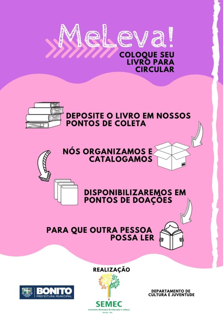Com a iniciativa de estimular a leitura, Departamento de Cultura e Juventude cria projeto chamado “Me leva” Com a iniciativa de estimular a leitura, Departamento de Cultura e Juventude cria projeto chamado “Me leva”