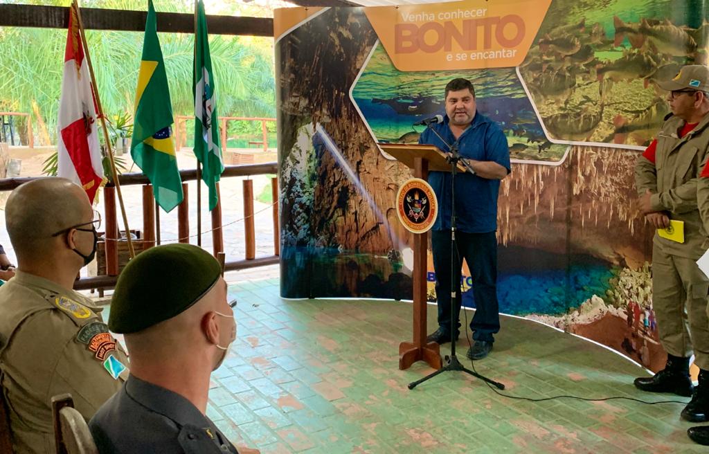 Solenidade realizada em Bonito, marca o início do 1º Curso de Mergulho em Caverna realizado pelo CBMMS