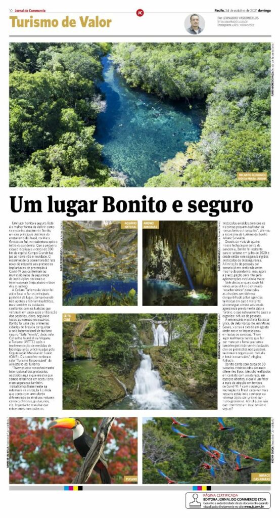 Bonito é destaque na mídia nacional pelas belezas naturais e turismo seguro