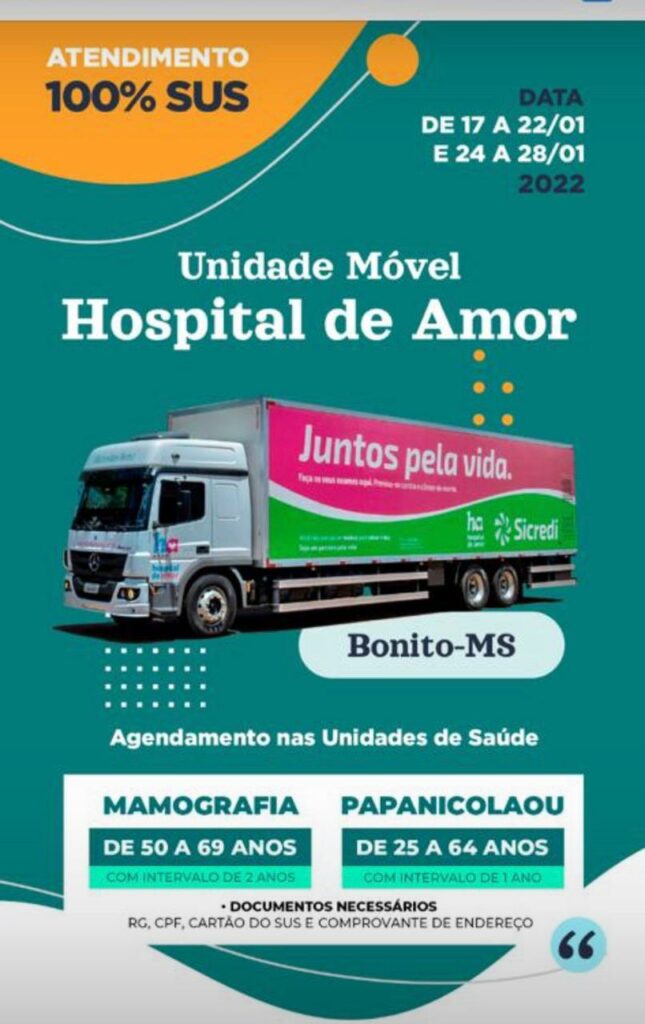 Unidade móvel do Hospital do Amor faz atendimentos em Bonito Unidade móvel do Hospital do Amor faz atendimentos em Bonito