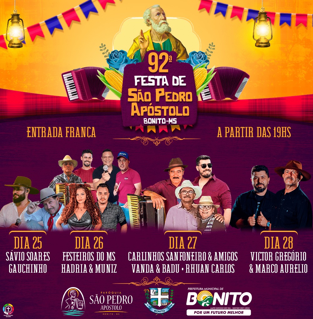 Tradicional Festa de São Pedro começa no sábado com shows e quermesse Tradicional Festa de São Pedro começa no sábado com shows e quermesse