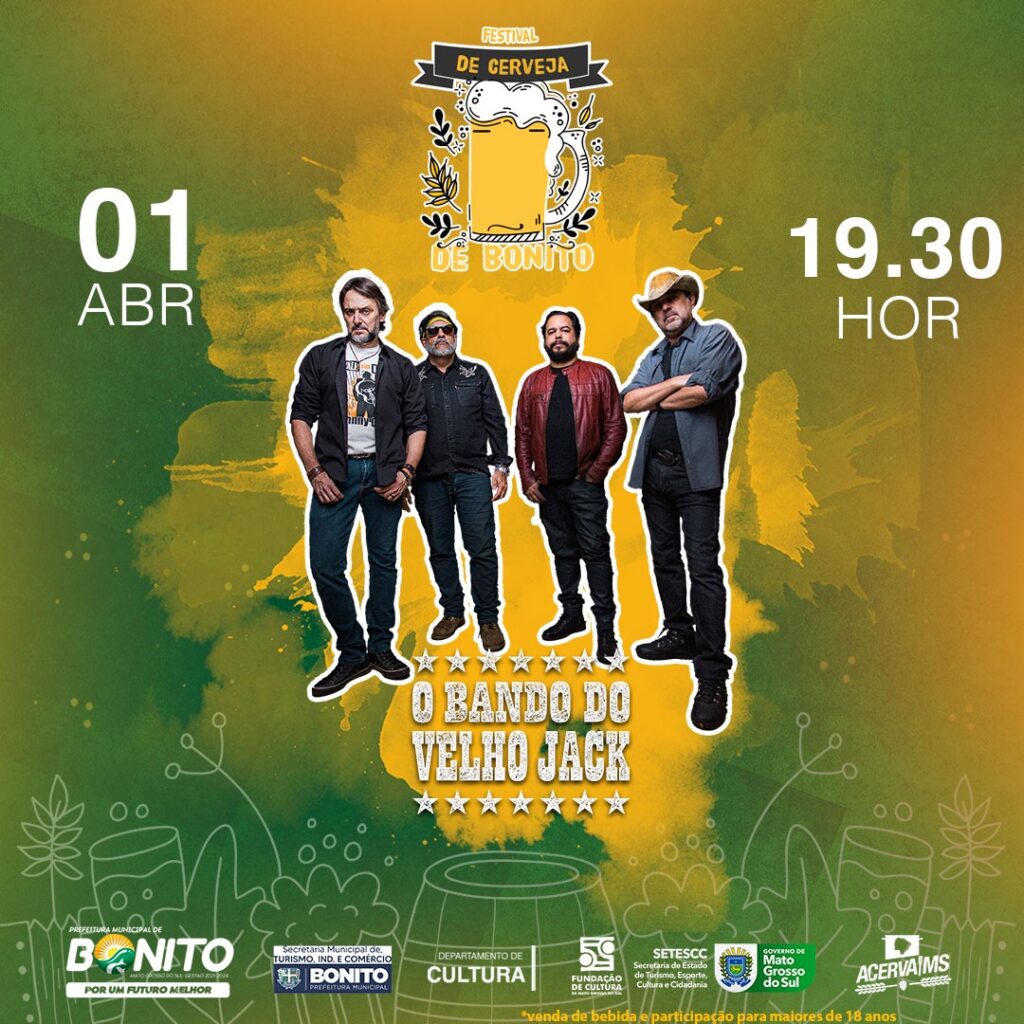 Almir Sater e Bando do Velho Jack estão na programação do I Festival da Cerveja de Bonito