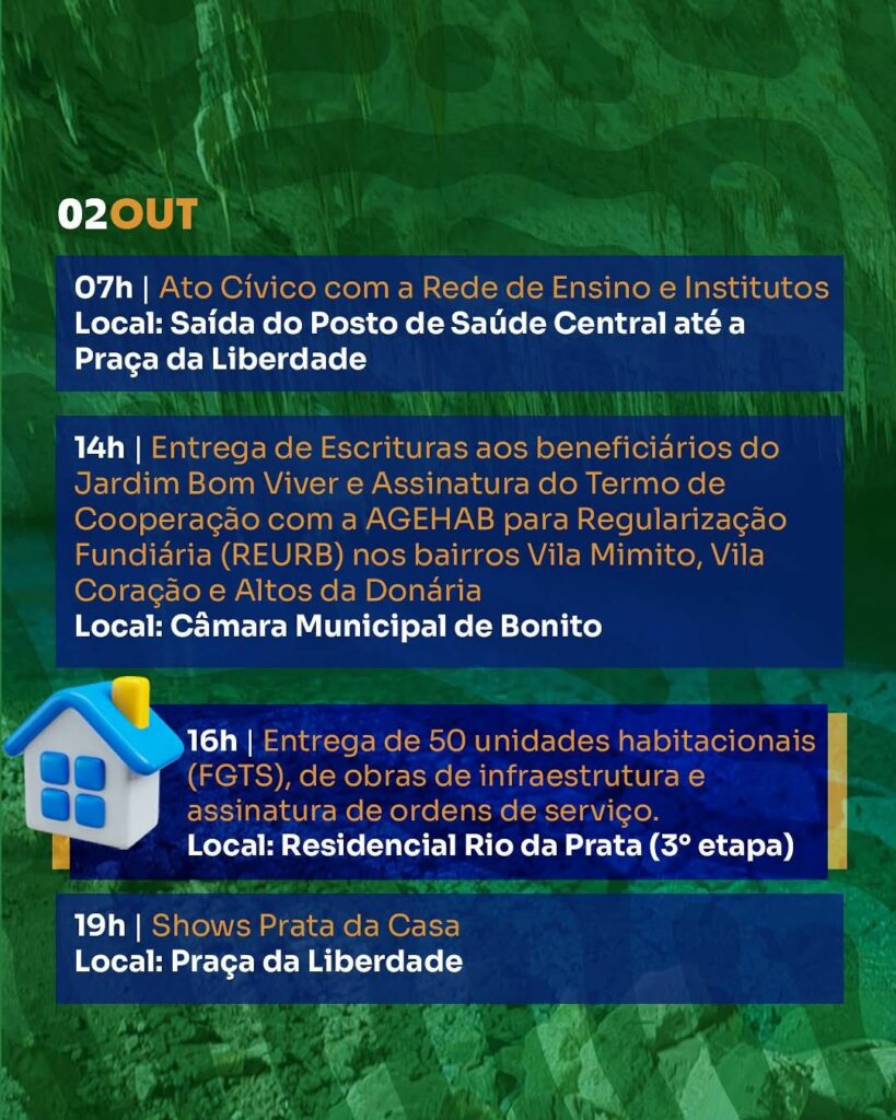 Bonito celebra 77 anos com programação especial Bonito celebra 77 anos com programação especial