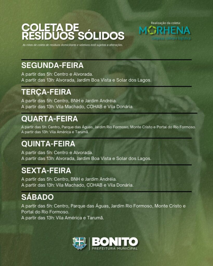 Cronograma de coleta de resíduos atualizado: confira os dias de atendimento no seu bairro