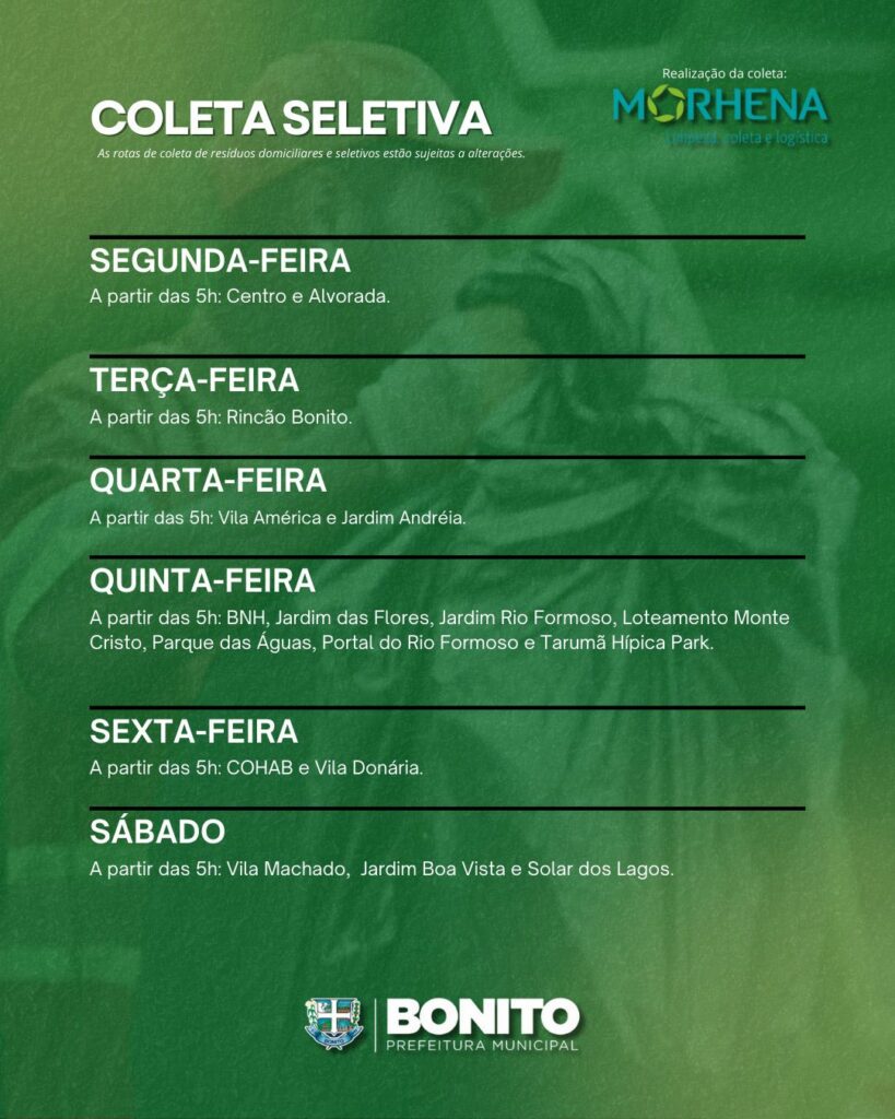 Cronograma de coleta de resíduos atualizado: confira os dias de atendimento no seu bairro