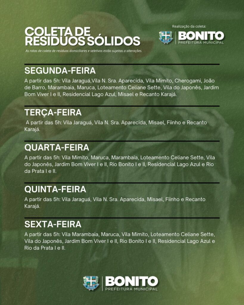 Cronograma de coleta de resíduos atualizado: confira os dias de atendimento no seu bairro