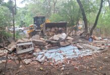 Moradia irregular em área de preservação é demolida na Estrada Boiadeira