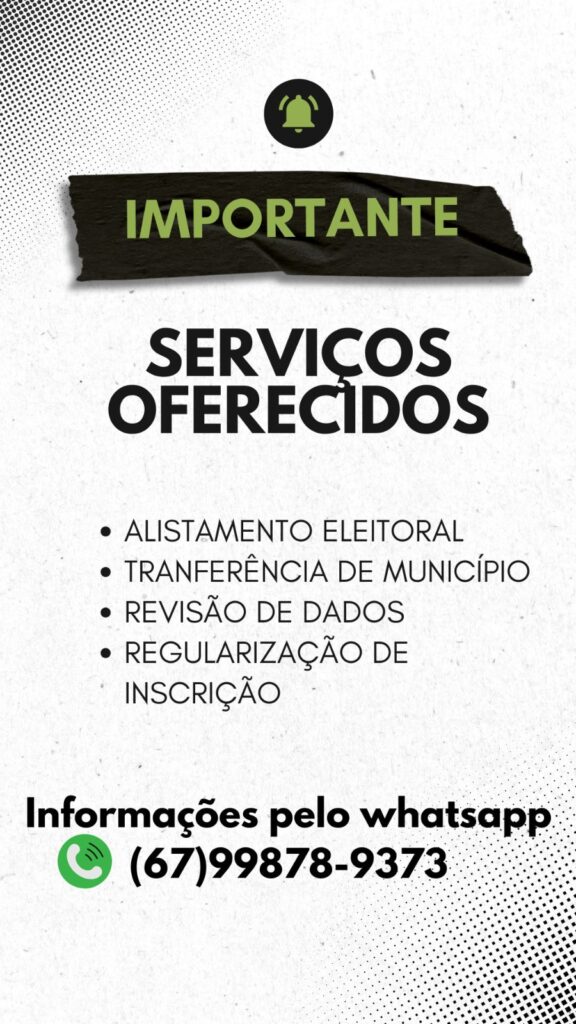 Cartório Eleitoral de Bonito informa mudança em local de votação e orienta eleitores para as Eleições 2026 Cartório Eleitoral de Bonito informa mudança em local de votação e orienta eleitores para as Eleições 2026