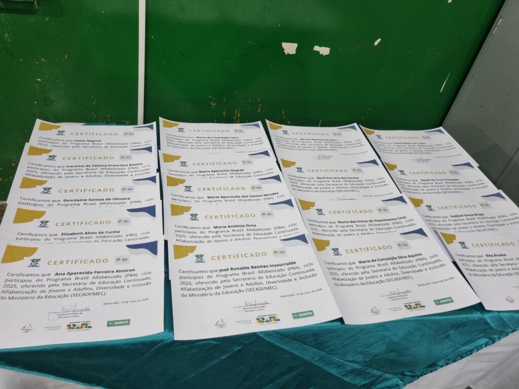 Estudantes do Programa Brasil Alfabetizado concluem etapa de alfabetização em Bonito Estudantes do Programa Brasil Alfabetizado concluem etapa de alfabetização em Bonito