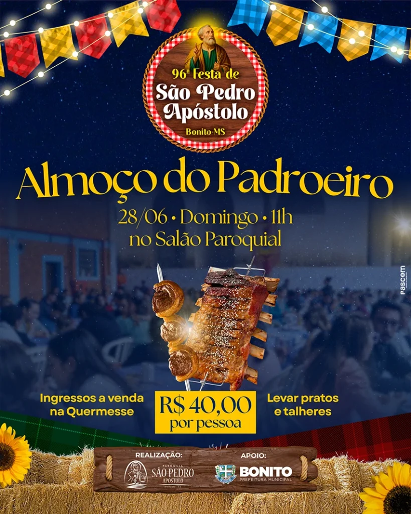 96ª Festa de São Pedro Apóstolo começa nesta quinta (25) e celebra tradição e fé em Bonito