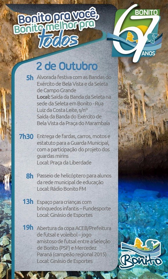 Prefeito lança programação do aniversário de Bonito MS