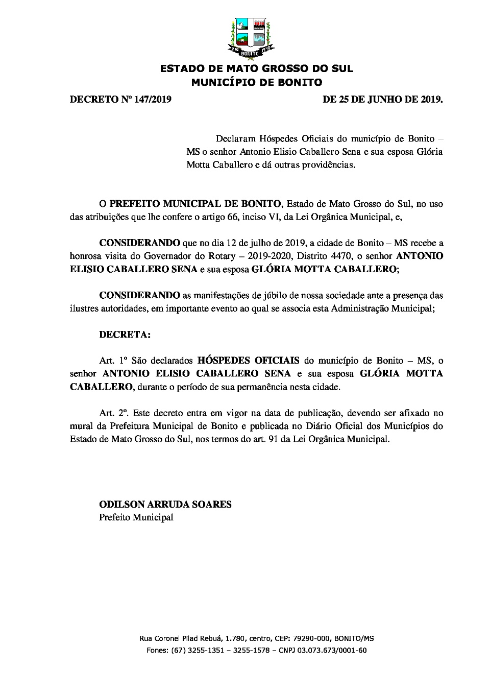 Prefeito recebe governador do Distrito 4470 do Rotary Club