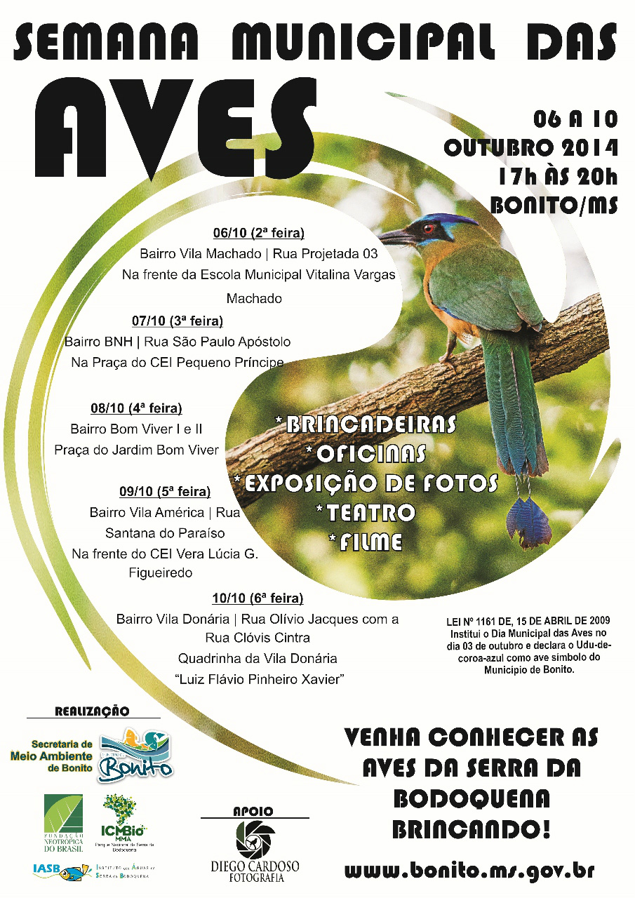 Aves será tema de educação ambiental em Bonito (MS)