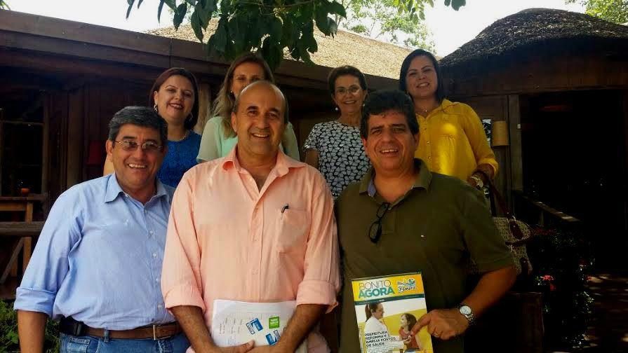 Presidente da Fundtur, Nelson Cintra, prefeito de Bonito, Leonel Lemos de Souza Brito e o secretário de cultura, turismo, empreendedorismo e inovação, Athayde Nery durante encontro em Campo Grande 