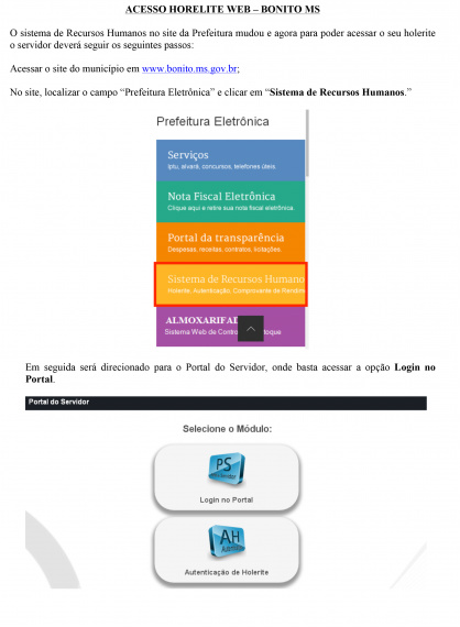 Acesso Holerite Web – Bonito-MS