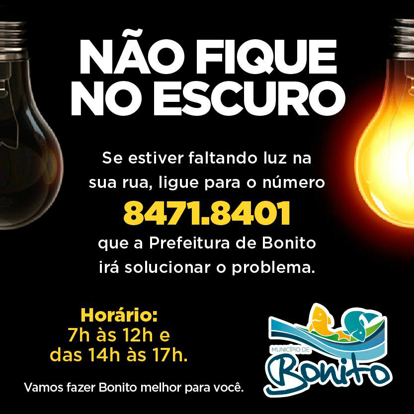 Bonito (MS): Disque iluminação pública atende população bonitense