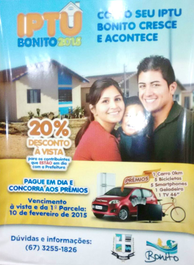 Bonito MS: IPTU premiado dará um automóvel 0 Km, saiba como participar do sorteio