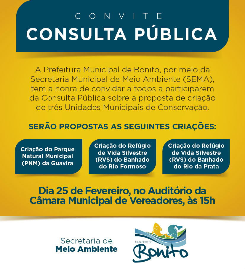Convite: Consulta pública acerca da proteção de áreas em Bonito MS