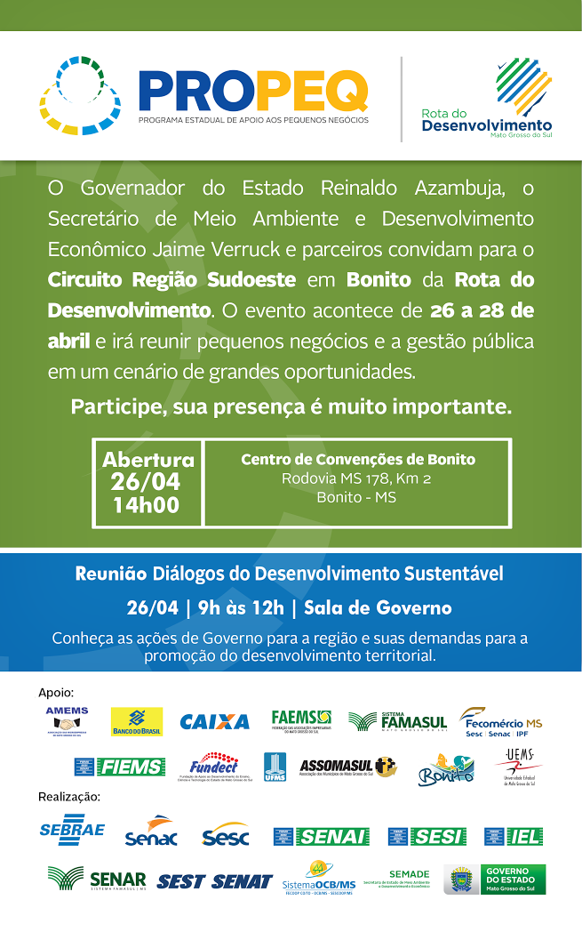 Bonito será sede da Rota do Desenvolvimento Sudoeste