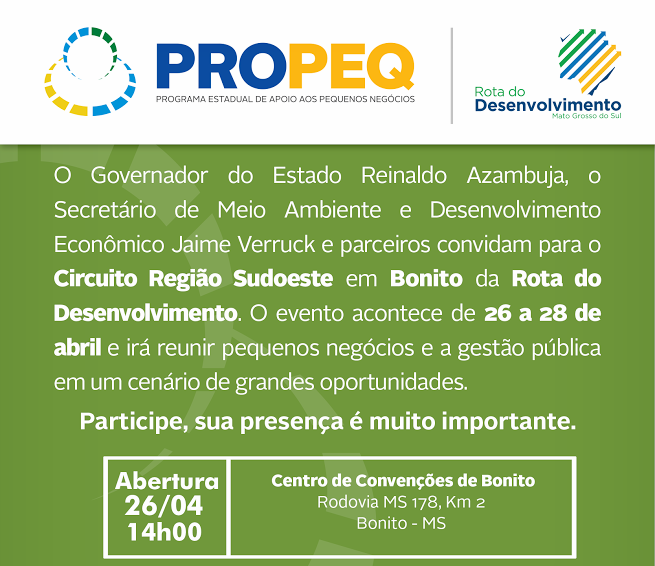 Bonito será sede da Rota do Desenvolvimento Sudoeste