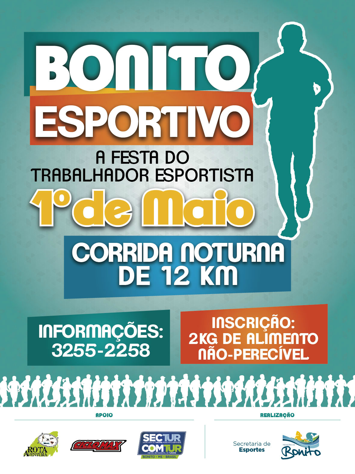 Bonito terá pedalada e corrida noturna no Dia do Trabalho