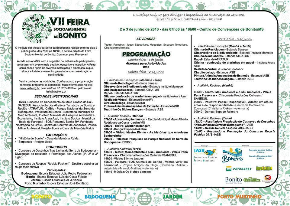 Feira Socioambiental de Bonito, confira a programação completa