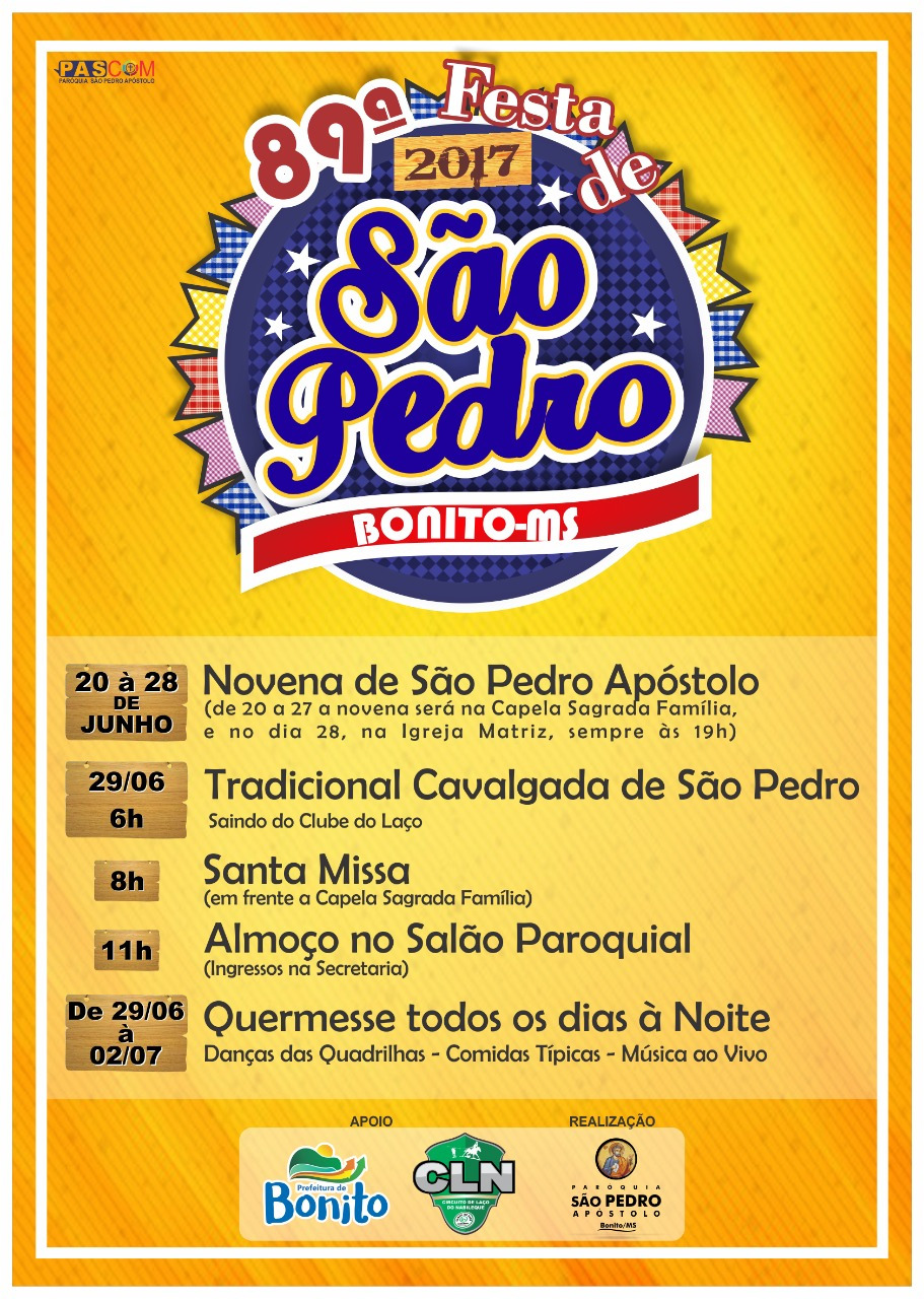 Bonito realiza a 89ª Festa de São Pedro nesta quinta-feira