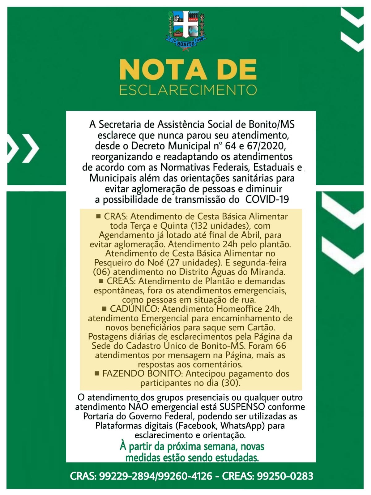 Secretaria de Assistência Social - Nota de esclarecimento