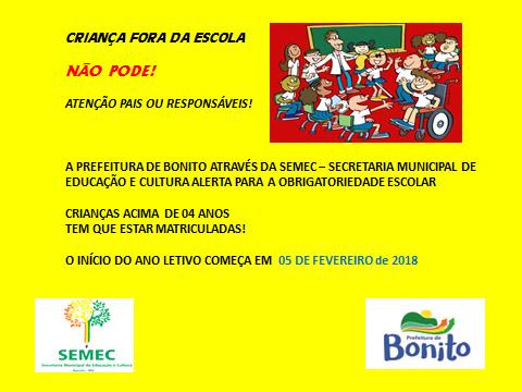 SEMEC: "È obrigatório matricular crianças a partir dos 4 anos"
