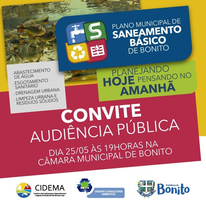 Audiência debate hoje o Plano Municipal de Saneamento Básico