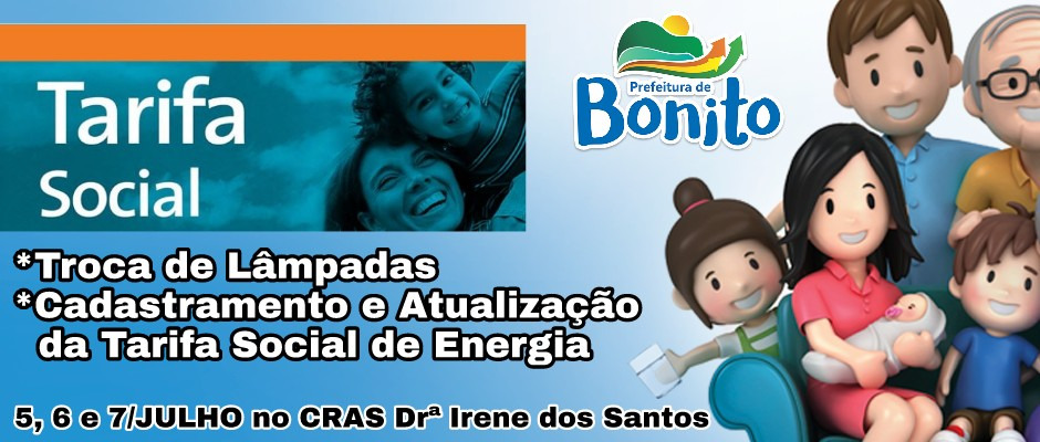 Recadastramento de tarifa social vai de 5ª à sábado no CRAS