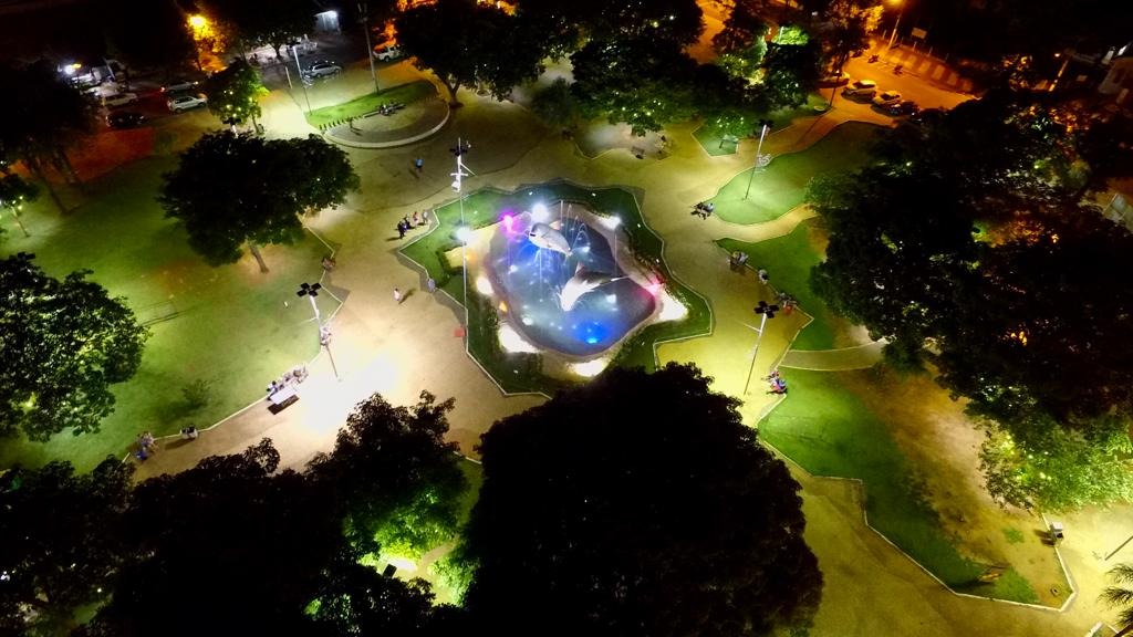 Prefeitura revitaliza iluminação da Praça da Liberdade e do CMU Praça da Liberdade, antes da reforma. Foto: PMB