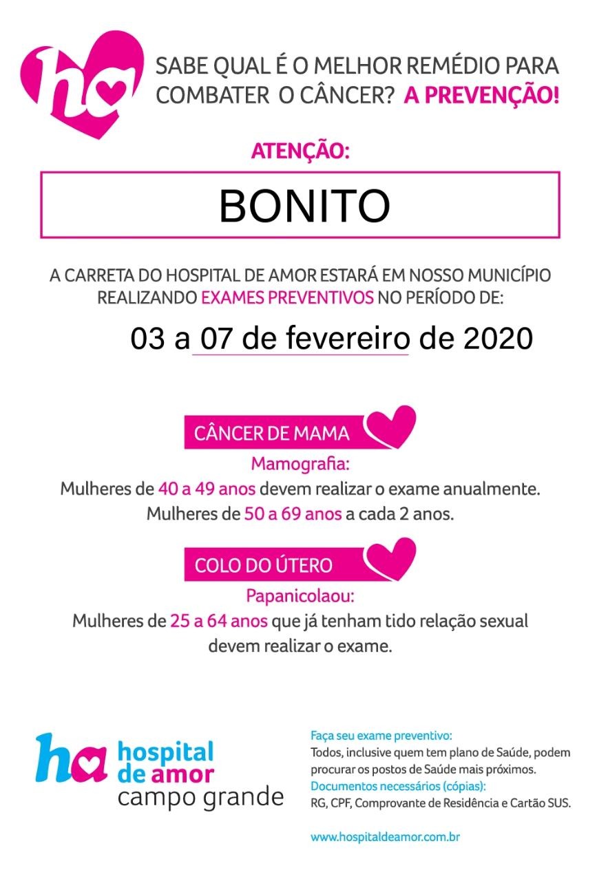 Carreta do Hospital do Câncer atenderá entre 3 e 7 de fevereiro