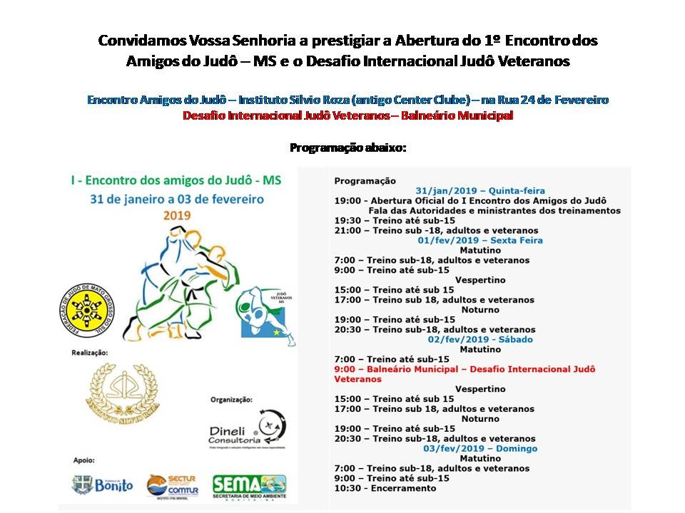 I Encontro de Amigos do Judô e Desafio Internacional Judô Veteranos 2019 I Encontro de Amigos do Judô e Desafio Internacional Judô Veteranos 2019