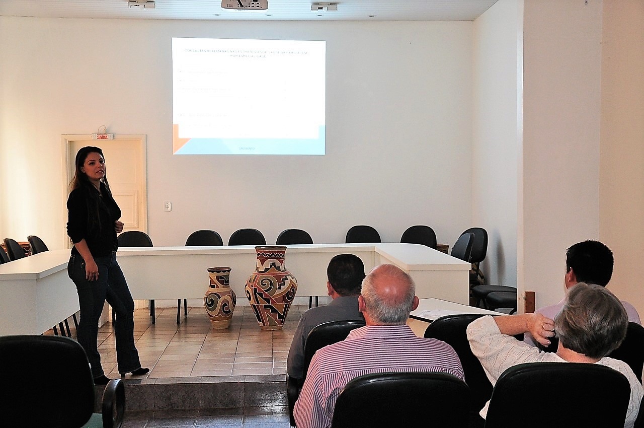 Coordenadora da atenção básica, do CER e do Caps, Lívia Maria Silva Oliveira, expõe durante a audiência. Foto: Jabuty 