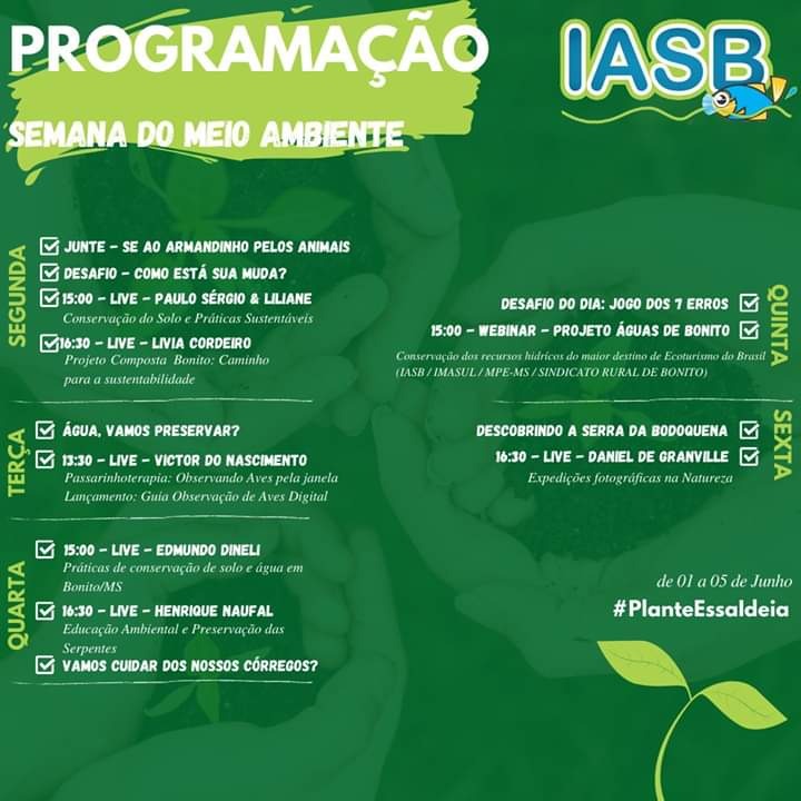IASB promove série de atividades online durante Semana do Meio Ambiente IASB promove série de atividades online durante Semana do Meio Ambiente