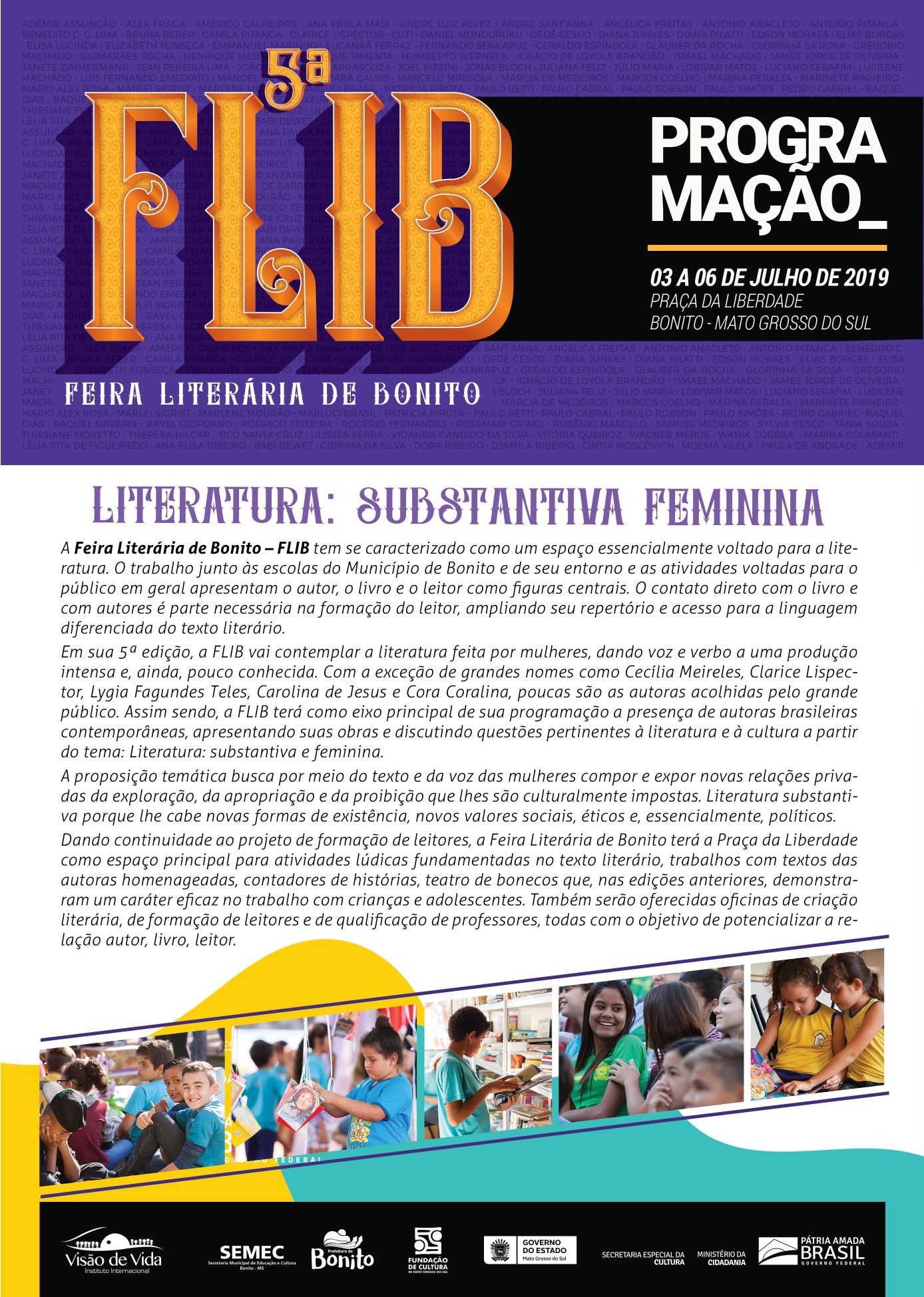 5ª Feira Literária de Bonito começa nesta quarta-feira
