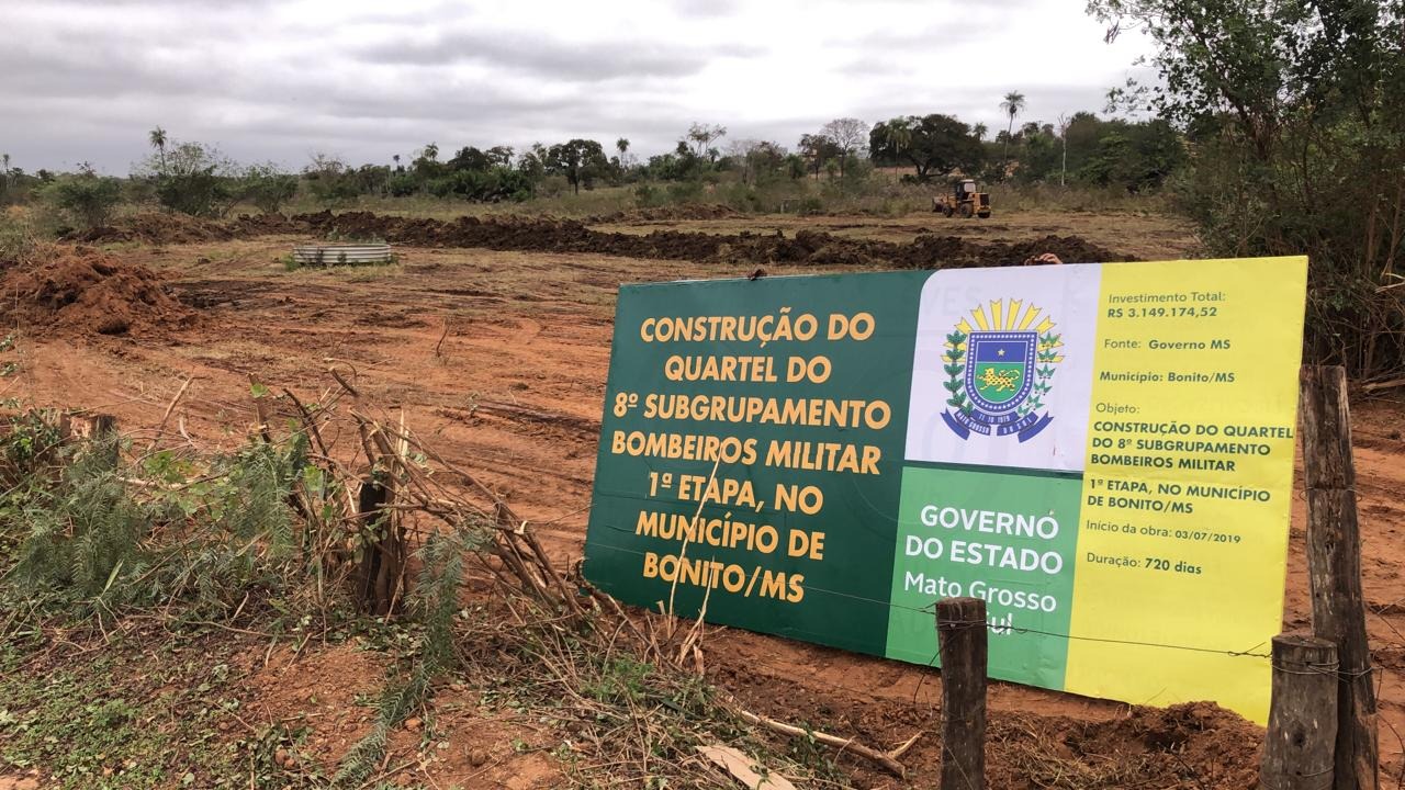 Governo inicia a construção do Corpo de Bombeiros de Bonito Ordem para o início da obra foi dada pelo governador no dia 3 de julho. Foto: Jabuty