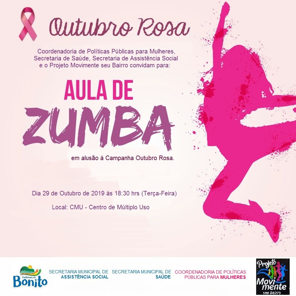 Aula de Zumba no CMU vai abordar a Campanha Outubro Rosa Aula de Zumba no CMU vai abordar a Campanha Outubro Rosa
