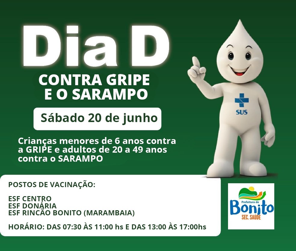 Dia D contra gripe e sarampo acontece neste sábado em Bonito