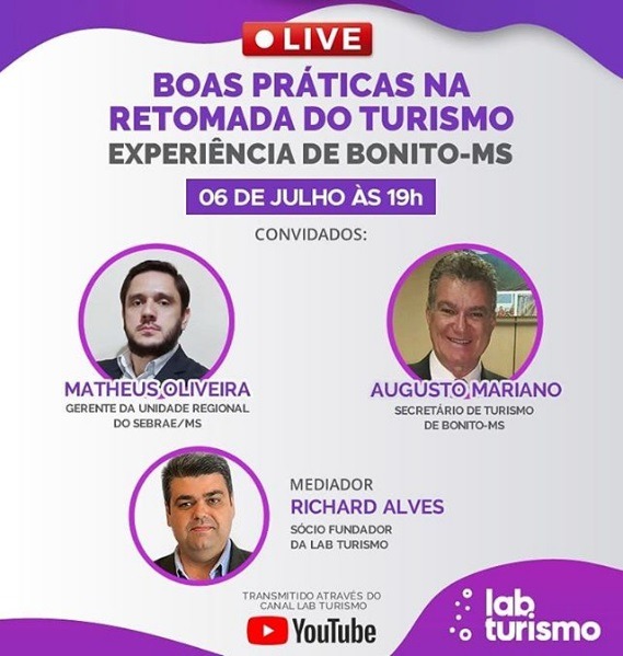 Live vai debater boas práticas na retomada do turismo em Bonito