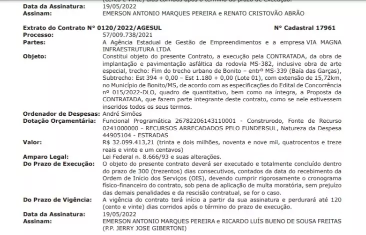 Estado publica extrato para pavimentação de 15,7 km da MS-382 no valor de R$ 32 milhões Estado publica extrato para pavimentação de 15,7 km da MS-382 no valor de R$ 32 milhões
