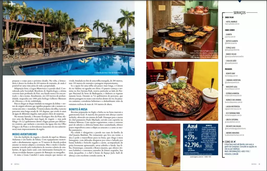 Bonito é destaque na edição de outubro da revista de bordo da Azul Bonito é destaque na edição de outubro da revista de bordo da Azul
