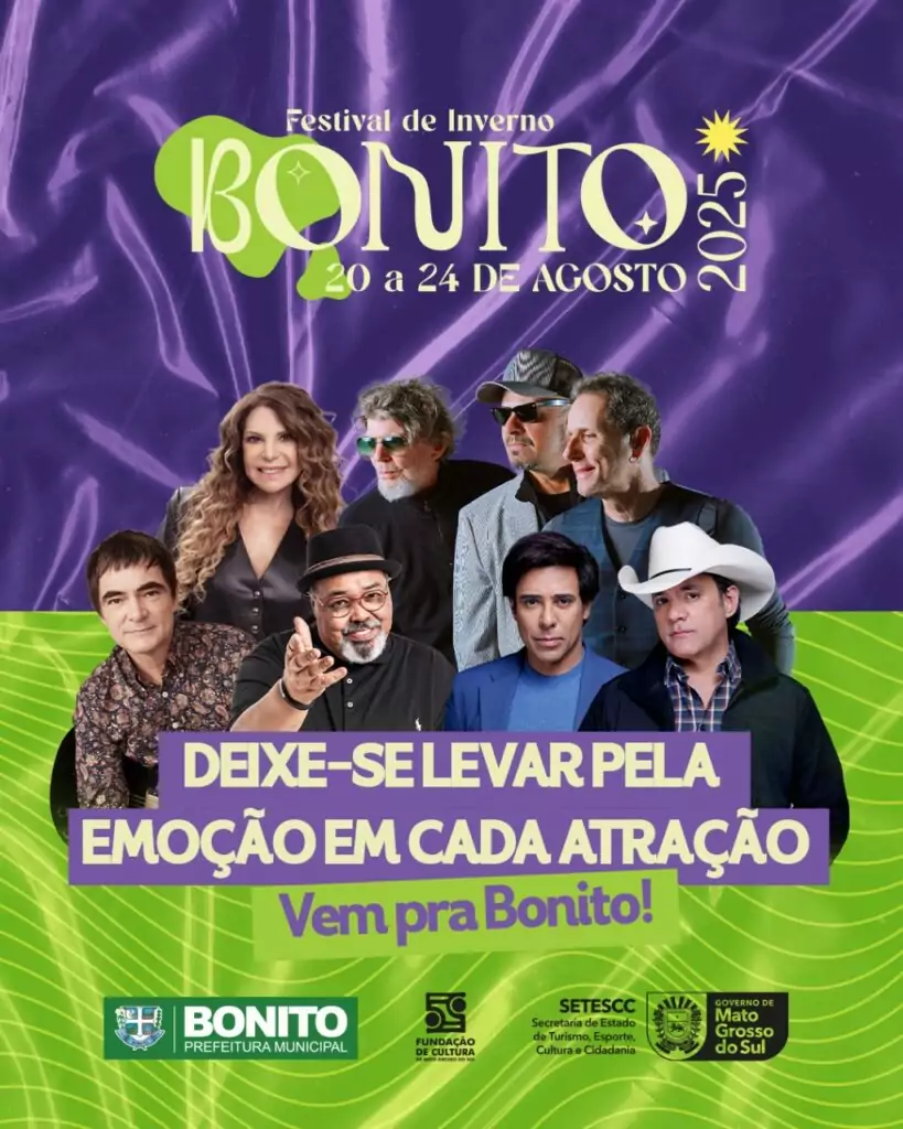 Festival de Inverno de Bonito 2025 começa nesta quarta-feira com shows de Elba Ramalho e Maestro Spok