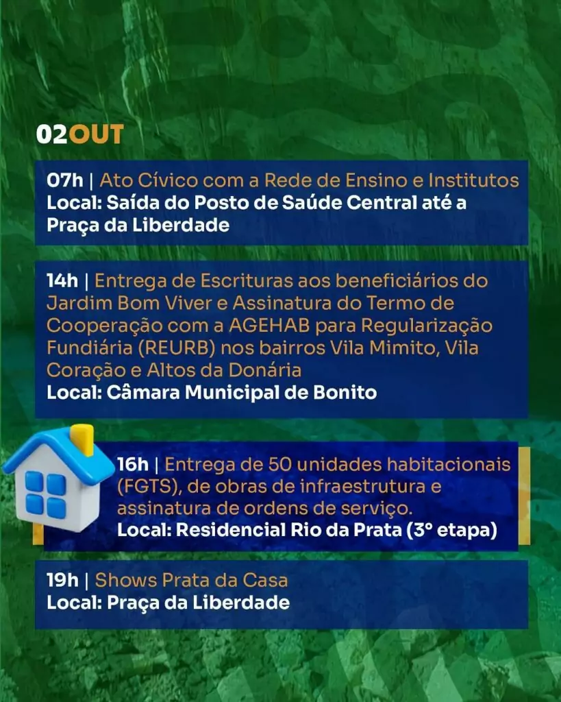 Bonito celebra 77 anos com programação especial Bonito celebra 77 anos com programação especial