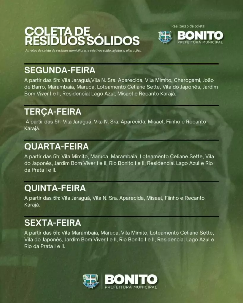 Cronograma de coleta de resíduos atualizado: confira os dias de atendimento no seu bairro