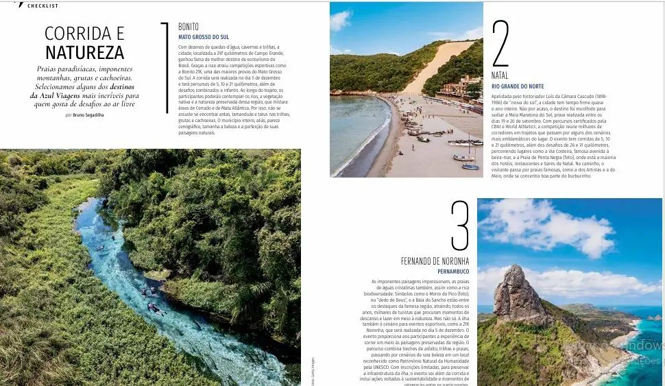 Bonito volta a ser destaque na Revista de Bordo da Azul nas edições de julho e agosto Bonito volta a ser destaque na Revista de Bordo da Azul nas edições de julho e agosto
